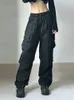 Pantalones para mujer Capris HOUZHOU Harajuku pantalones de paracaídas de carga de gran tamaño para mujer ropa de calle Vintage Y2k Hip Hop pantalones de pierna ancha pantalones de chándal holgados Techwear 231115