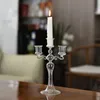 Castiçais cônicos de cristal com 3 braços, candelabros de vidro, peças centrais de mesa para casamentos, decoração