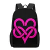 Sacs d'école Amour Coeur Coloré Rose 3D Imprimer Enfants Sac À Dos Cartables Noir Bookbags Pour Adolescent Filles Garçons Enfants Livre Sac