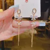 Stud Earrings Retro Elegant Butterfly Pearl For Young Girls Personalized Long Tassels Women's Fashion Wedding Jewelry