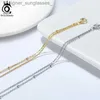 Anklets ORSA JEWELS Double Layers Bead Station Anklet Layered Bead Satellite Cable Chain Anklets 925 Sterling Silver Foot Jewelry SA14L231116