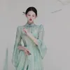 Ethnic Clothing 2023 Chinese Style Improved Qipao Women's Autumn Chiffon Fairy Cheongsam Tangsuits Dress Dance Oriental Set