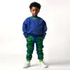 Felpa pullover a maniche lunghe con stampa di lettere casual all'ingrosso + pantaloni con coulisse set da 2 pezzi per bambini