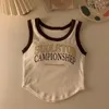 Camisoles Tanks Letter Tryckt Tank Woman Korean Fashion Colorblock inbyggd Bra omighty Women Sleeveless Casual Sport Top Drop 230414