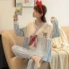 Women's Sleepwear Autumn Winter Style Pajamas Women's Japanese Long Sleeved Kimono Lovely Loose Casual Home Clothes Female Sleepwear Nightwear 231116