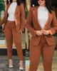 Women Dwuczęściowe spodnie formalne zestawy spodni biurowych Kobiety 2PCS podwójnie piersi solidny marynaty kurtka i spodnie dwa kawałki zestawu kobiecych garnitury zestawu 231116