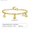 Anklets Gold Plated Baby Anklets Stainless Steel Dainty Bell Charm Adjustable Figaro Chain Link Ankle Gift for Gilrs Boy Children GiftsL231115