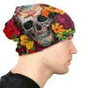 Berets Dia dos Mortos Crânio de Açúcar Flor Skullies Beanies Caps Inverno Quente Homens Mulheres Chapéus de Malha Unissex Adulto Mexicano Floral Bonnet