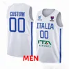 Aangepaste Italië bedrukte Eurobasket 33 Achille Polonara basketbalshirts 70 Luigi Datome 25 Tommaso Baldasso 54 Alessandro Pola 2023 blauw