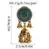 Dangle Earrings Vintage Blue Beads For Women Ethnic Gold Color Round Shape Tassel Ladies Wedding Jewelry Pendientes