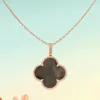 four leaf clover BIG necklace Natural Shell Gemstone 925 silver designer for woman T0P highest counter Advanced Materials brand designer gift for girlfriend 023