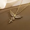 Pendant Necklaces Vintage Cross For Women Girls Glamorous Design With Cubic Zirconia Light Luxury Party Vacation Jewelry