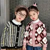 Pullover Children Cartoon Sweater Kid Knitwear Jacket Girls Long Sleeved Cardigan Winter Boys Plush Warm Lattice Coat 231115