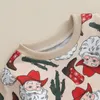 Strampler EWODOS Baby 2-teiliges Weihnachtsset Langarm Western Langarm-Sweatshirt und Hosenset Vorschulkleidungsset 231116