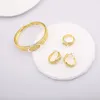 Naszyjne kolczyki Zestaw Dubai 24K Gold Splated Metal Tloave Twisted Branslet Branslet Finger Pierścienie Biżuteria Nigerian Women Party Bride Prezenty