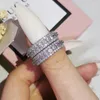 Clusterringen 3 rijen roze witte kleur stenen S925 zilveren trouwring ring eeuwigheid voor vrouwen bruid verloving kerst luxe cadeau-sieraden