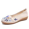 Chaussures habillées faites à la main brodées printemps vintage femmes pompes chinois sans lacet lin naturel pente talon rétro tissu toile douce