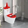 Coprisedili per WC Copriwater natalizio 3 pezzi Set di Babbo Natale Forniture per le feste Decorazioni per la casa Decorazioni con coperchio in velluto