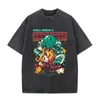 Herr t-skjortor anime skräckfilmer tryckt t-shirt män retro tvättade nödställda bomullst-shirts harajuku gotiska streetwear hip hop shirt