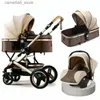 Kinderwagen# Kinderwagen 3 in 1 mit Autositz Luxus-Kinderwagen Zwei-Wege-Kinderwagen Stoßdämpfer für Neugeborene Trolley Kinderwagen faltbar Q231116