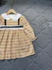 Luxury Designer Girl Dress Rand Decoration Design Kids Kjol Storlek 90-140 Baby Partydress Single Breasted Lapel Child Frock Nov15