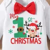 Rompers 3 Cute Boys Elk Print Long Sleeve Printed Hat Pants 018M Christmas Exclusive Theme Lounge Clothing Set for Children 231116