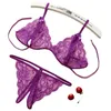 Ensemble sexy Ensemble de lingerie sexy à lacets pour femmes Exotique Entrejambe ouvert Sous-vêtements transparents G-string Bandage Bikini Ensemble à trois points 231116