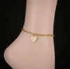 Anklets Casual Initial Letter Anklet For Women Gold Color Stainless Steel Figaro Chain Heart Ankle Bracelet Woman Beach Jewelry 2022L231116