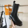 Luksusowa okrągłe głowica Rhinestone Loose Cream Sole Martin Boots Waterproof Platform Gruba podeszwa dodaje odchudzanie i wszechstronne buty modowe dla kobiet EU35-42 z pudełkiem