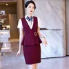 Kvinnors tvåbitar byxor Summer kortärmad Vest Work Uniforms Beauty Temperament Office Wear El Uniform KTV Club Princess Dress