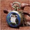 Pocket Watches Vintage Classical Watches Mini Size Small Dial Lovely Owl Bronze Quartz Pocket Watch For Men Women Kid Necklace Chain G Dhnkh