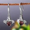 Bengelen oorbellen schattig verzilverde kleine bij voor vrouwen champagne cz stenen inleg mode sieraden piercing drop oorrang feestcadeau