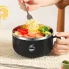 ボウルズラーメンボウルマイクロ波状キッチン電子レンジポップコーンバケットインスタントヌードルと蓋とハンドルステンレススチールランチボックス