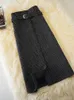 여성을위한 치마 패션 2024 가을 겨울 하운드 슈투 대형 Aline Skirt 모직 격자 무늬 의류 231115