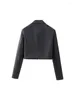 Women's Jackets 2023 Women Faux Leather Cropped Jacket Black Bomber Vintage Long Sleeve Autumn Coats Chic Female