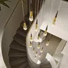 Kolye lambaları Modern lüks kristal avize yaratıcı büyük oturma odası yatak odası aydınlatma led spiral dubleks merdiven dekoratif