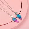 Pendentif Colliers Coloré Paillettes Couture Coeur Brisé Amis Collier Chaîne BFF Amitié Bijoux Cadeaux Pour Enfants 2pcs / Set