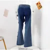 Jeans pour femmes 2023 Criss Cross Hollow Out pour femmes Casual Streetwear Pantalon en denim droit Mode Jambe large