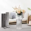 Vases Ribbed Glass Vase Transparent Modern Aesthetic Flower Fluted For Dining Table Bookshelf Entryway