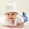 Berets Tie Rope Soft Cotton Bonnet Baby Sun Hat With Ears Solid Color Boys Girls Bucket Summer Kids Toddler Beanies Cap