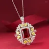 Wisiorki Cenne Ruby Diamond Wisiant Naszyjnik 925 Srebrny impreza ślubna dla kobiet biżuteria ślubna