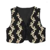 Chalecos de mujer Vintage Floral Bordado Tank Tops para mujeres Otoño Invierno 2023 Rebeca elegante Moda femenina corta