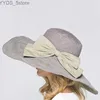 Breda brimhattar hink hattar 2018 sommar bomull stor bredd anti-uv sun hatt bowknot dubbelsidig vikbar strandhattar för kvinnor mode lady's floppy hatt yq231116