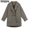 Women's Wool Blends Woolen Suit Coat Women's Korean British Style Loose and Thin Coat Autumn and Winter Casual Single Button Tweed Trench Blazer Top 231116