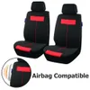 2023 Universal Black and Red Polyester Fabric Seat Cover för biltillbehör Interiör Fit Mest SUV Truck Van