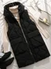 Gilets pour femmes 2023 automne hiver Long paragraphe sur le genou à capuche coton gilet femme mince sans manches vers le bas femmes gilet