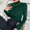 Femme Knits Tees Chemises Designer Sweat à capuche Femmes Top S Yoga Chemise Col Haut Manches Longues Femme Slim Style Avec Budge Neck Tees Matériel Modal Taille Asiatique S-2XL