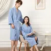 Vêtements de nuit pour femmes Couple Terry Kimono peignoir robe printemps automne chemise de nuit avec ceinture poche lâche décontracté femmes maison robe vêtements de nuit