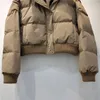 Casacos de trench femininos pato branco para baixo forro casaco mulheres estilo europeu 2023 inverno moda costura pu couro destacável lapela curta