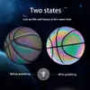 Balls PU Basketball Reflective Ball Glowing Durable Basketball Luminous Basketballs Gifts Toys For Indoor Outdoor Night Game 231115